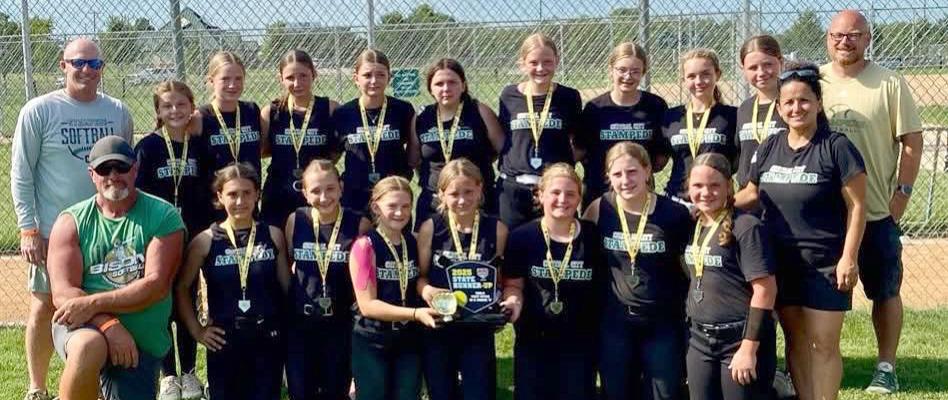 The Central City Stampede 12U may have fallen short of a championship, but that isn’t the story. The squad finished runner-up at the Class C State Tournament in Hastings while playing nine straight hours of softball. The team battled from the loser’s bracket to win five straight. (Courtesy Photo)
