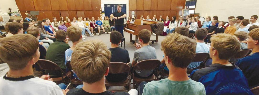 GRAND ISLAND SENIOR HIGH SCHOOL Vocal Music Director Jesse LaBrie conducted a Vocal Technique Workshop at Nebraska Christian last Wednesday. Courtesy Photo