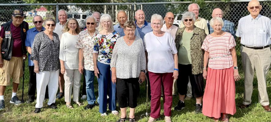 Pictured back row l-r: Jim Zoucha, Darrell Widman, Gary McHargue, Larry Munn, Clinton Hansen, Larry Holmes, Larry Brown, Bruce Jensen, Jack McMahon and Educator Mr. Ray Huggett. Front row l-r: Sharon Manning, Mary Lou Jefferson, Vernon Sawyers, Marilyn Ortmeier, Maroldine Larson, Marlene Fleisher, Sylvia Erickson and Ruth Williams.