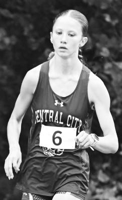 AMELIA BUHLKE set the pace for Central City on the cross country course last week. Photos by Michael Happ