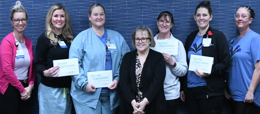 Pictured r-l: Jodi Mohr CEO, Kim Sueper, Char Luhring, Donna Jorgensen, Tanya Kier, Kylee Bender, and Misti Morris CNO.