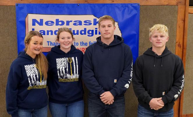 Participating at the State Land Judging competition near Broken Bow was the High Plains Community FFA team of Elanie Sweet, Allie Howell, Caleb Sharman and Gage Friesen. (Courtesy Photo)