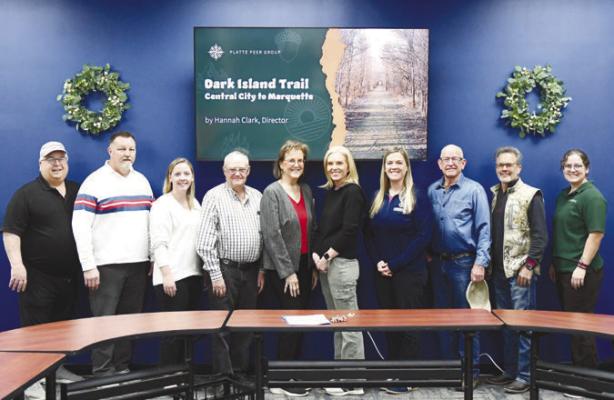 THE PLATTE PEER GROUP recognized multiple individuals for their ongoing support of the Dark Island Trail during a meeting in Central City last Wednesday afternoon. Photo by Jordan Coslor