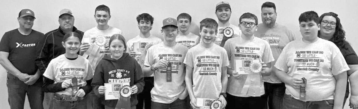 Intermediate and Senior Archery Back Row L to R: Coach Buck Umstead, Coach Brian Thomas, Carter Broekemeier, Jacob Zimmerman, Gavin Root, Cole Broekemeier, Coach Aaron Blanchard, Coach Sara Umstead Front Row L to R: Berklie Nelson, Kindall Francis, Kallen Weller, Jonah Parde, Adam Schule, Emmitt Blanchard Courtesy Photo