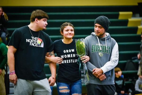 Faith Quntanilla's shirt on senior night summed it all up, grow women's wrestling. For the first time Faith and the Bison will compete in a district tournament.