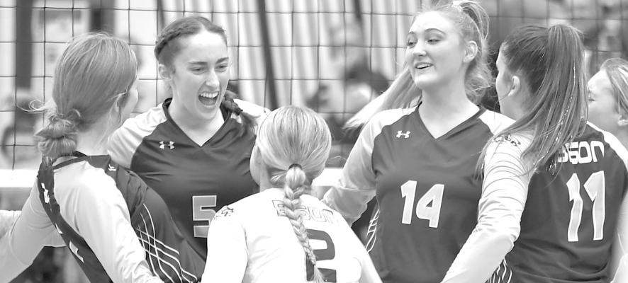 Another Brick in the Wall Brick by Brick, is the motto of the Bison volleyball team who secured their first two wins of the season this past week. There was plenty to celebrate for the Lady Bison and on Thursday after a point (left to right) Makayla Enevoldsen, Elaina McHargue, Addie Buhlke, Xia Bandt, Faith Campa and Brookly Richardson came together to celebrate, but eventually were defeated by Cross County that night.