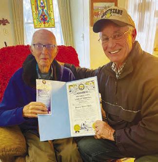 CENTRAL CITY resident Shorty Hahn was presented his admiralship in the Great Navy of Nebraska by State Senator Loren Lippincott on Sunday. Courtesy Photo