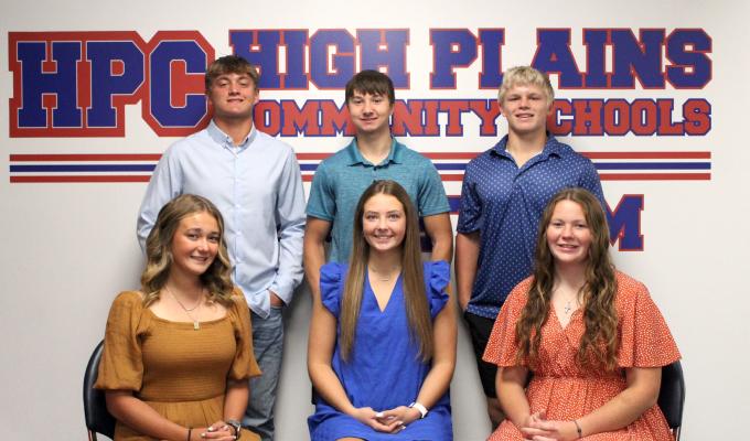 This Friday night in Clarks, High Plains will be represented by, Back row l-r: Ayden Hans, Hudson Urkoski, and Gage Friesen. Front row l-r: Elaine Sweet, Rylee Ackerson, and Allie Howell.