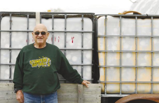 PAUL BURBACH, a retired Central City man, has spent the past six years raising money for the Central City Stampede softball program through can collections, with help from generous community donors. Late last month, he had raised just shy of $30,000 for the cause. Photo by Jordan Coslor