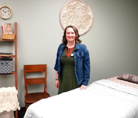 Welcome to the Community Holding here official grand opening last Friday was Dr. Rachel Ziebauth who has moved into the Merrick Foundation business incubator space with her business, Abintra Lumine, that is now open to the public.