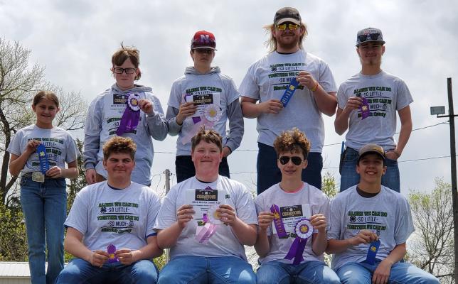Back row L to R: Berklie Nelson, Rex Ferris, Emmitt Kremer, Dylan Uden-Roberts, Braiden Greving Front row L to R: Parker Santin, Jackson Roberts, Brady Myers, Lincoln Reeves