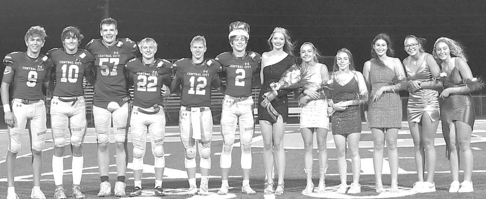Bison Royalty Following a Friday night Bison football victory it was time to crown the 2022 Homecoming Royalty. Left to right are Clark Brown, Ashton Gragg, Nathaniel Heins, Dylan Pfeifer, Derek Pfeifer, King Tyler Carroll, Queen Hayley Stahn, Kenzie Fousek, Brielle Hamer, Bri Mundorf, Marissa Crumrine and Ava Steinke.