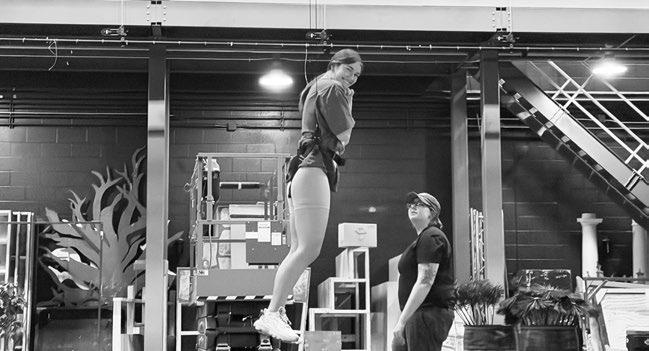 OLIVIA BOKELMAN works with flying director CJ Ziegler to learn the “ups and downs” of flying for her role as Mary Poppins in the upcoming high school musical. Bokelman and the entire cast of the show will take center stage in the musical, which will be presented at Central City High School on March 27th, 28th, and 29th. Tickets are available now at https://our.show/cchs26. See a complete preview of this year’s show in next week’s edition of the Republican-Nonpareil. Courtesy Photo