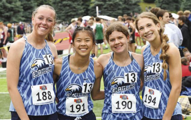 NEBRASKA CHRISTIAN’S Ava Brumbaugh, Grace Nokelby, McKinley Mankin, and Emma Rathjen earned a fifth place finish in the 4x800-meter relay.