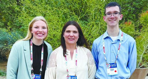 CENTRAL CITY HIGH SCHOOL graduates Olivia Wymer and Caleb Rowe are pictured with Central City Science Instructor Chelle Gillan (center) at the American Junior Academy of Science (AJAS) national conference in Phoenix earlier this year. Courtesy Photo