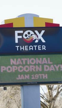 THE MARQUEE at the Fox Theater in Central City continued to highlight showtimes and, on Monday, even National Popcorn Day.