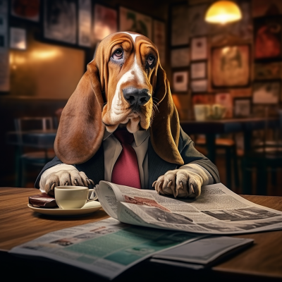 Sad Dog Reading Newspaper