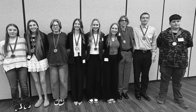 STATE QUALIFIERS at the Nebraska Junior Academy of Science (NJAS) Central Regional Science Fair include Kessley Fruit, Piper Fasbender, Karstyn Colclasure, Mimi Buhlke, Sophie Moser, Julia Buss, Lochlyn Austin, Josiah Hagemeier, and Emmett Blanchard. Courtesy Photos
