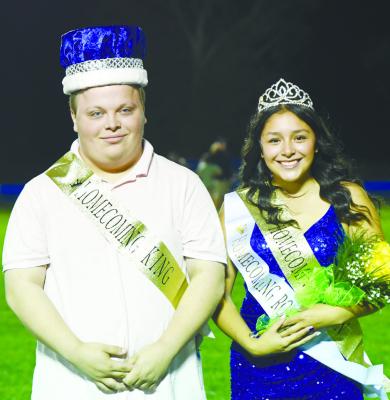 HIGH PLAINS COMMUNITY SCHOOLS crowned its 2025 homecoming king and queen Friday night following the Storm’s football game against Giltner. Bozton Pedersen was crowned this year’s king and Gahvi Lesiak was crowned queen. Photo by Jordan Coslor