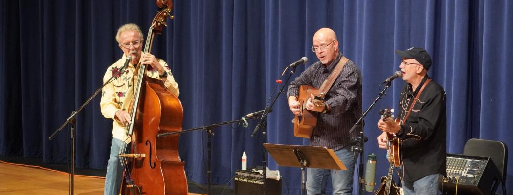 Bluegrass Performance Is A Hit The Shucks Brothers provided an outstanding performance for those in attendance at their show on this last Sunday. They showcased both vocal and instrumental talents with their bluegrass tunes. The group featured the trio of Jim Pipher (r), Steve Hanson (m), and Dave Miller (l).