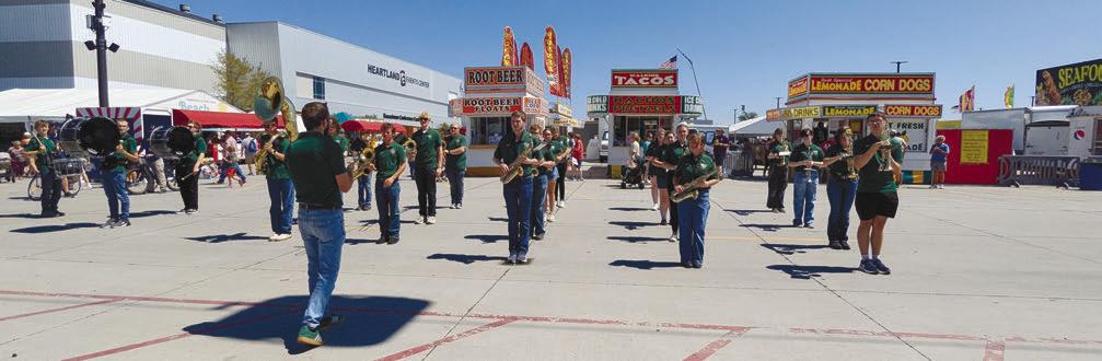 THE CENTRAL CITY MARCHING BAND kicked off their 2026 performance season at Fonner Park in Grand Island when they performed last week during the Nebraska State Fair. The band, one of many from across the state that will perform at the fairgrounds during the fair’s ongoing run, hit the pavement on Friday morning, shortly after the celebration’s opening ceremonies concluded. Courtesy Photo