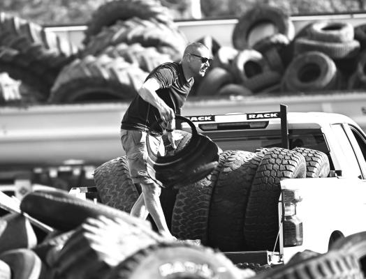 RESIDENTS from across Merrick County descended on the Merrick County Fairgrounds on Saturday to dispose of tires during the county’s tire amnesty event. Around 250 tons of scrap tires could be collected as a part of the effort. Photos by Michael Happ
