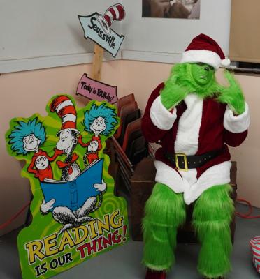Grinch In The House It was all smiles last week in Clarks as the Grinch made a special appearance at the Clarks Public Library to entertain the kids.