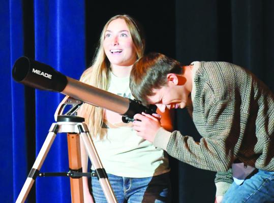 PALMER HIGH SCHOOL is staging A Night Under the Stars by Tracy Wells as this year’s one act play. Above, Haley Weller and Brady Myers are pictured during one of the scenes in this year’s production. Photos by Jordan Coslor