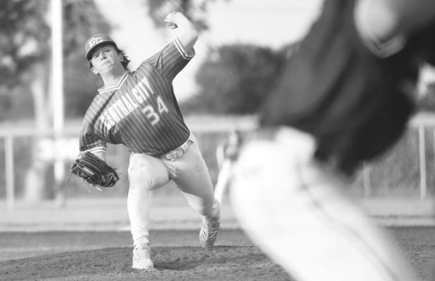 CONNER ERICKSON struck out six Plattsmouth batters on the way to a perfect game in Central City’s 8-0 win in the opening round of the American Legion Class B State Baseball Tournament. Photos by Jordan Coslor