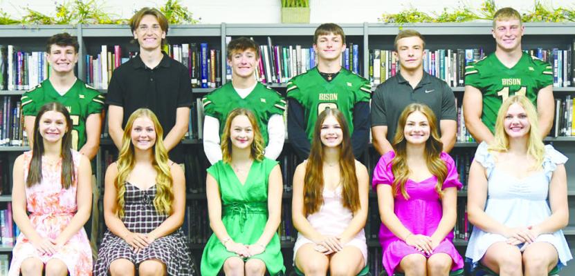 CENTRAL CITY HIGH SCHOOL’S 2026 HOMECOMING CANDIDATES include (back row): Nate Bandt, Fyn Fasbender, Cash McLaughlin, Broc Rathbone, Luke Vakiner, and Turner Hanke; (front row): Caroline Johnson, Juno Ryan, Chloe Jefferson, Shauna Stull, Sydni Homolka, and Hope Paup. Photos by Jordan Coslor