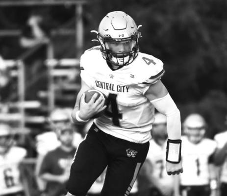 QUINN JENSEN rushed for ninety-one yards and one touchdown in Central City’s overtime loss to O’Neill last Friday evening.