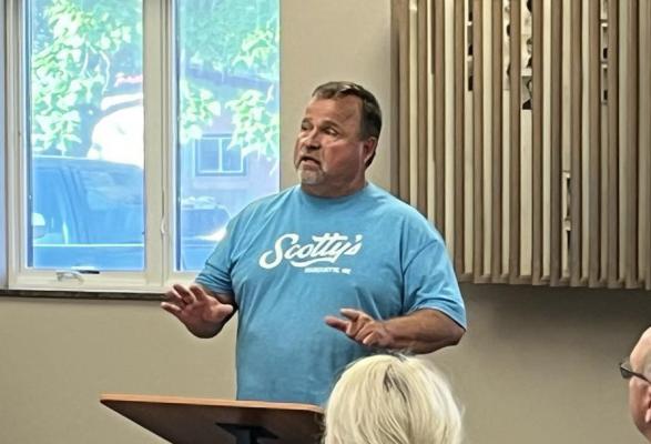 Longtime Marquette resident and businessman Randy Beckman spoke at last Monday’s townhall meeting regarding the vintage signs he has around the village. The board had approved these signs previously, but now seek for them to be taken down.