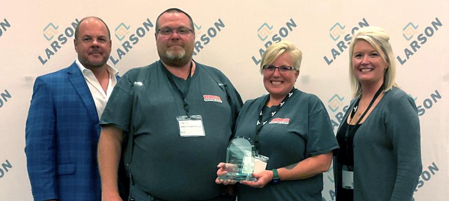 Well Deserved Recognition Recently Nebraska Heating &amp; Air was honored with the 2022 Armstrong Air Affordable Comfort Award presented by the Gustave A Larson Company. John and Steph Tumlinson were joined by representatives as they received the award in recognition of their efforts. (Courtesy Photo)