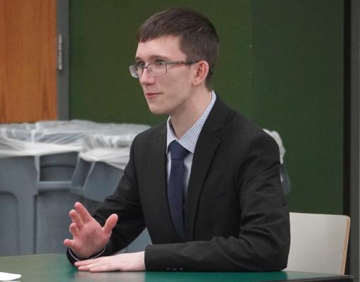 Monday night was DECA Interview Night at CCHS for seventeen local students including Caleb Rowe who will compete at the National DECA Competition after placing third at the State Career Development Conference. (R-N Photo and Story by Chelsey Havenridge)