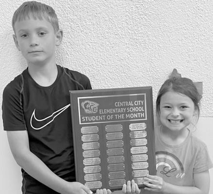 Central City Public Schools recently recognized students of the month for April. Pictured is Central City Elementary School students of the month Bryson Stranberg and Abigail Brandquist.