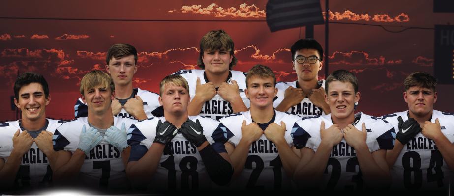 Eagle Attack Playing in their final home game will be seniors, Back row left to right Elijah Peters, Owen Morris, and Long Vo. Front row, left to right: Will Twogood, Drew Perdew, Terry Sebek, Gabe Langemeier, Micah Davis and Malachi Wheeler