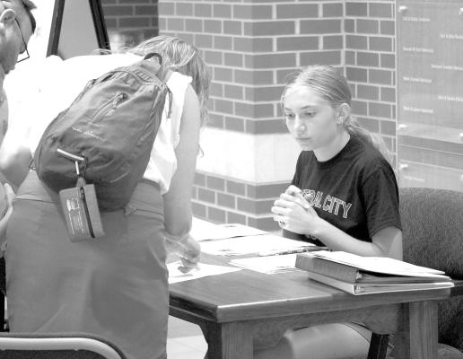 On Monday roughly 50 excited kids made their way to the Performing Arts Center in Central City where they auditioned for the Central City Children’s Theater performance. CCCT alum and volunteer Ella Buhlke helps check participants in as they began their journey to two performances on Saturday.