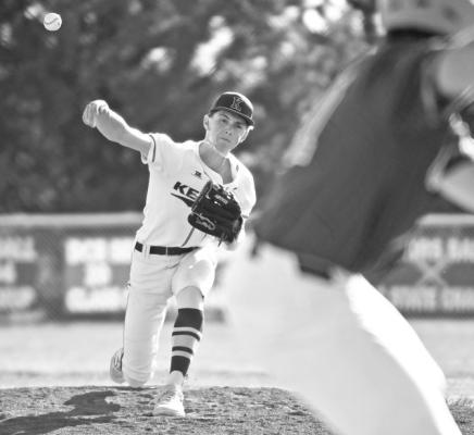 CENTRAL CITY/CENTURA’S KAYDEN MORNER worked the rubber during last Tuesday night’s game against St. Paul/ Palmer on the diamond in Cairo. Photos by Jordan Coslor
