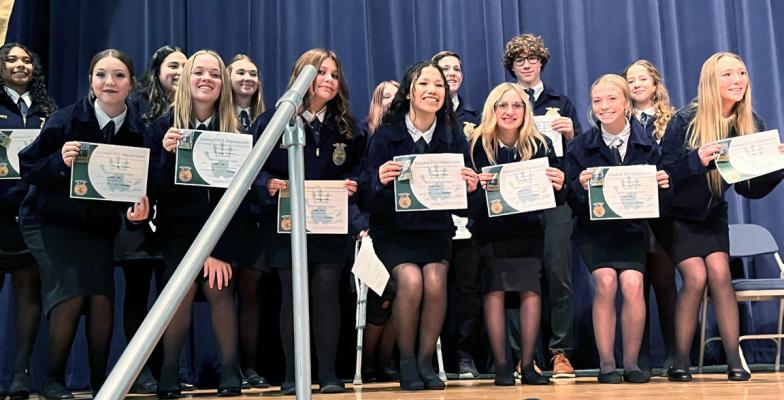 Greenhand Degree recipients with their certificates