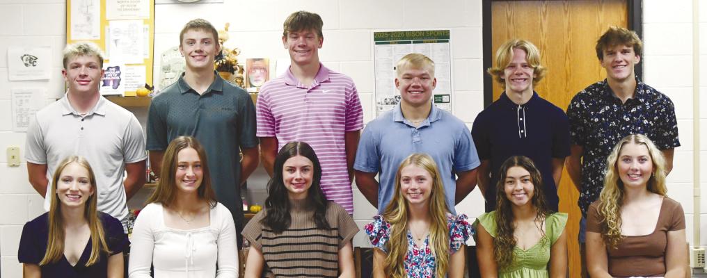 CANDIDATES for homecoming royalty at Central City High School include (back row): Conner Erickson, Parker Zikmund, Karter Negus, Corbin Kyes, Jacob Brazee, and Will Poland; (front row): Julia Buss, Payton Burbach, Reagan Fousek, Emma Brandes, Deja Fothergill, and Alyssa Wood. Photo by Jordan Coslor