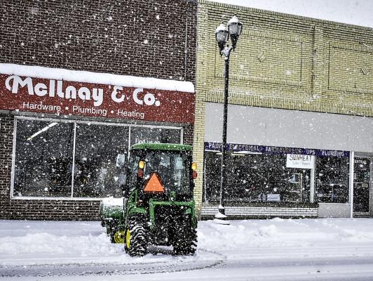 Around Central City and beyond the most common thing to witness has been snow removal. The area was met with roughly six inches of snow on Monday as winds also played a large role in creating closures. More snow and severe cold could be on the way this week. (R-N Photo by Ryan Dettman)