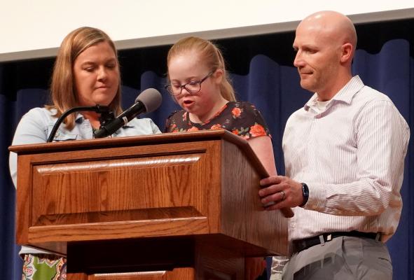 Last Sunday the Merrick Foundation held their annual Scholarship Tea as those who make annual scholarships available to local students were given the opportunity to present their scholarship. That included Bailey Graham who was joined by her parents, Shauna and Zeb Graham as she presented for the second year.