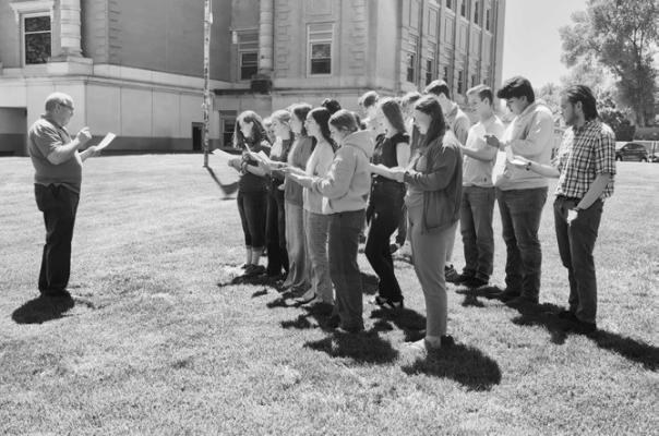 STUDENTS from Nebraska Christian Schools were among the many area residents who participated in the National Day of Prayer in Central City on Thursday, May 7th at the Merrick County Courthouse. The school’s choir was asked to participate in this year’s event. Courtesy Photo