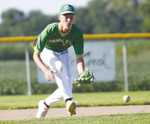 CENTRAL CITY POST 6 shortstop Quentin Herman attempts to make a play during one of the Central City Juniors’ recent games. Post 6 ended its season this week, falling in the Area B-4 Tournament. Photo by Jordan Coslor