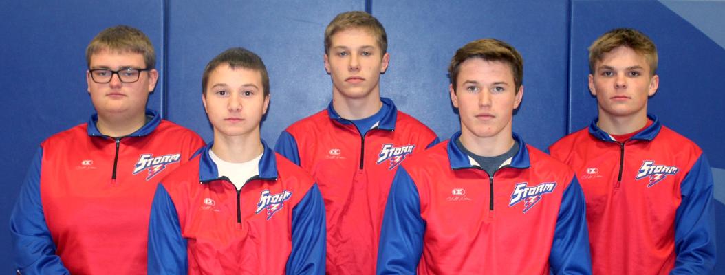 Returning Talent Leading the way for the Storm wrestling team this season is some great returning talent as letter winners, (Left to right) Kaden Rieken, Hudson Urkoski, Caleb Sharman, Lance Russell and Wyatt Urkoski look to make an impact. Not pictured: Gage Friesen.