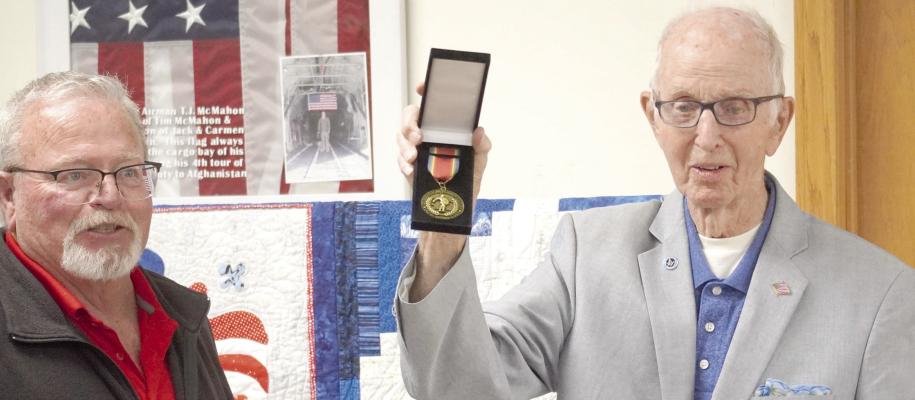 Congratulations Mr. Hahn Last Sunday was a special day in for the American Legion Post #6. The legion celebrated their birthday, but also gathered to honor one of their own. Shorty Hahn was presented with a special World War II medal as Central City Mayor Tim Bolling had the honors of presenting.