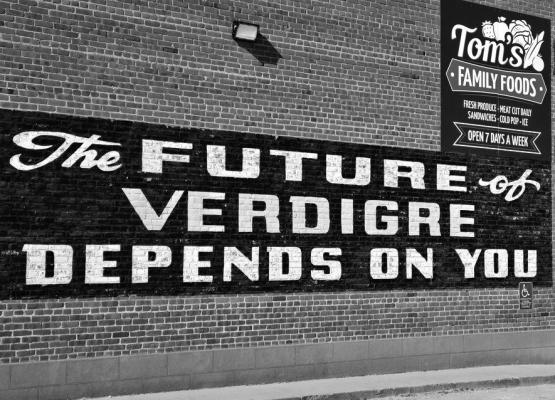 A MURAL near Fourth and Main streets in Verdigre highlights the focus of community efforts. Forty-four percent of respondents to the 2026 Nebraska Rural Poll believe they will be better off ten years from now, similar to last year’s forty-six percent. Photo by Eric Buck