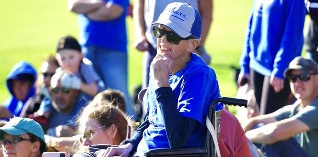 Thank You Coach Johnson Retired Nebraska Christian cross country coach Scott Johnson was honored at the recent Goldenrod Conference Cross Country meet after leaving a great impact on the sport and those around him before retiring due to health concerns. (Photo and information courtesy of Cathy Blauhorn)