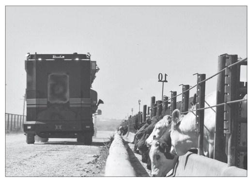 THE AUTONOMOUS FEED TRUCK demonstrates feeding cattle during the presentation at ENREEC. Abigayle Warm