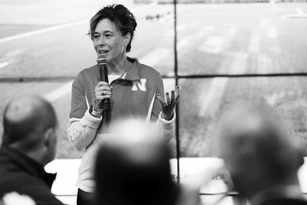 TIFFANY HENG-MOSS, Harlan Vice Chancellor for the Institute of Agriculture and Natural Resources and University of Nebraska vice president, speaks during the launch of the Nebraska Digital Agriculture Hub at Husker Harvest Days on September 15th. Liz McCue | University Communication and Marketing